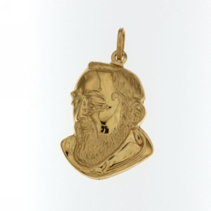 Pendente medaglia padre pio oro 18kt