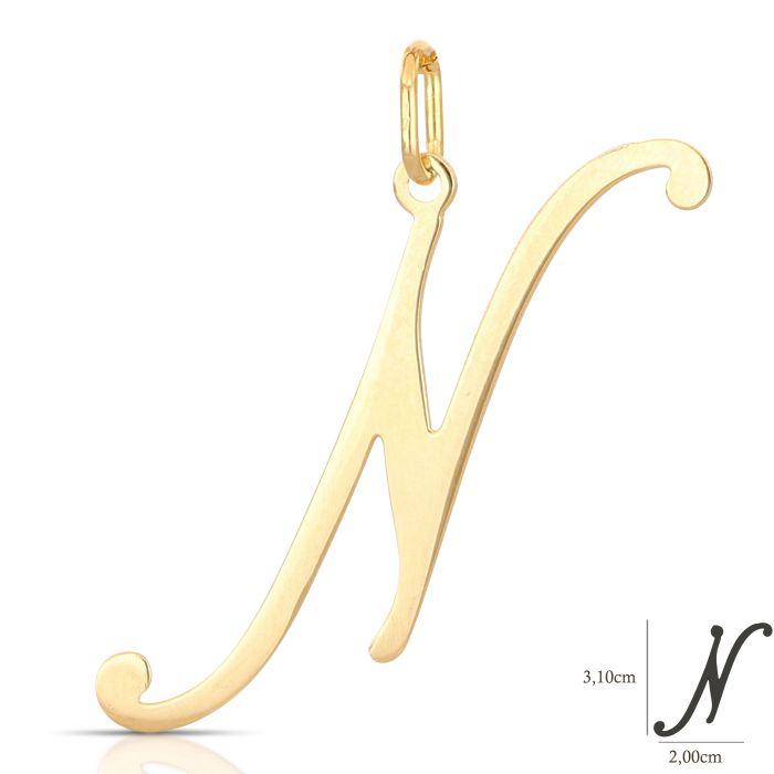 Pendente nome iniziale N oro 18kt
