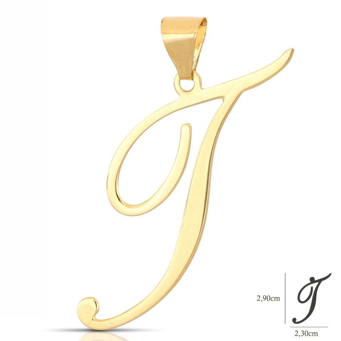 Pendente nome iniziale T oro 18kt