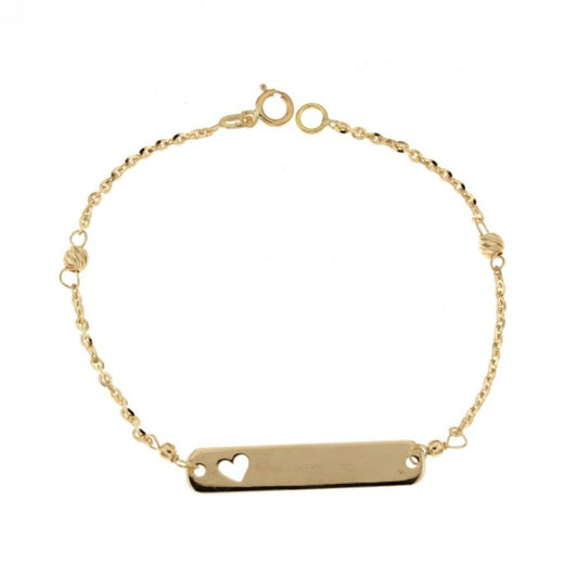 bracciale targa cuore personalizzabile oro 18 kt