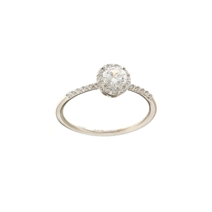 Anello solitario zirconi oro 18 kt