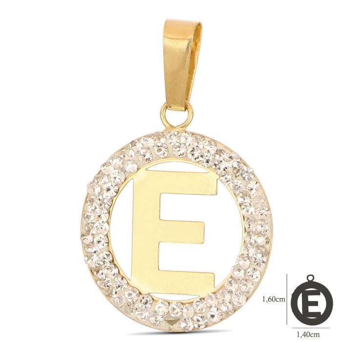 Pendente nome iniziale E oro 18kt