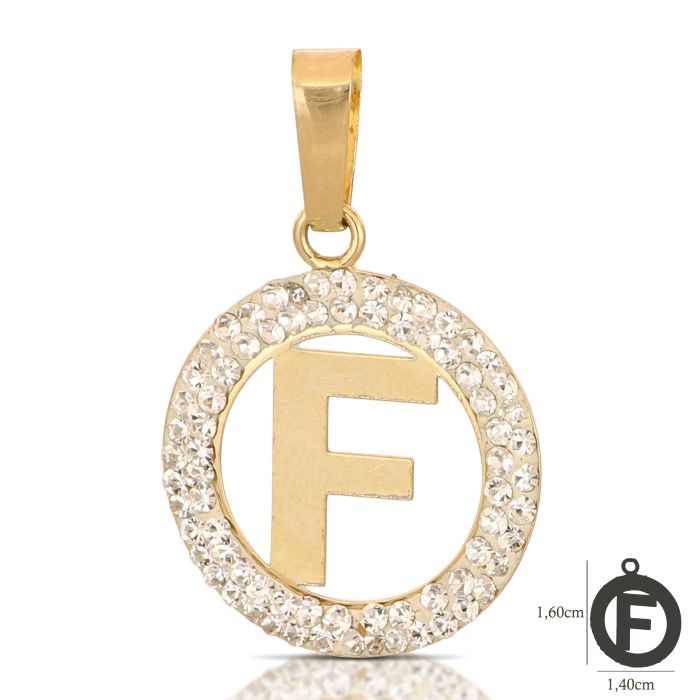 Pendente nome iniziale F oro 18kt