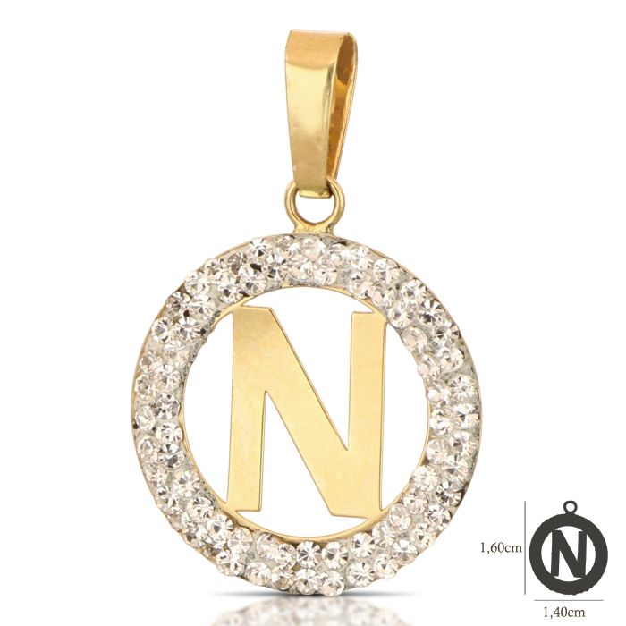 Pendente nome iniziale N oro 18kt
