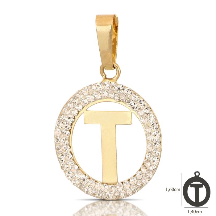 Pendente nome iniziale T oro 18kt