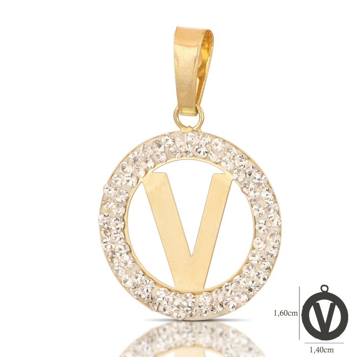 Pendente nome iniziale V oro 18kt