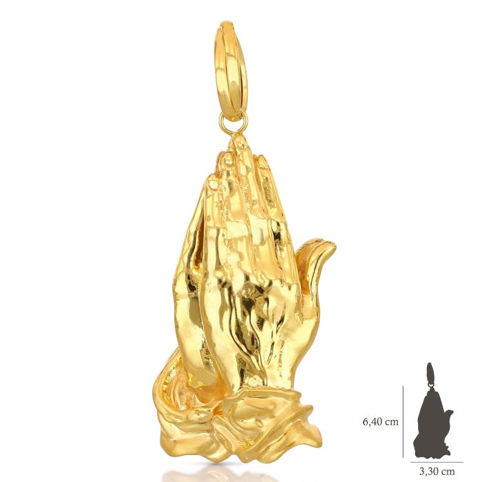 Pendente mani preghiera oro 18kt