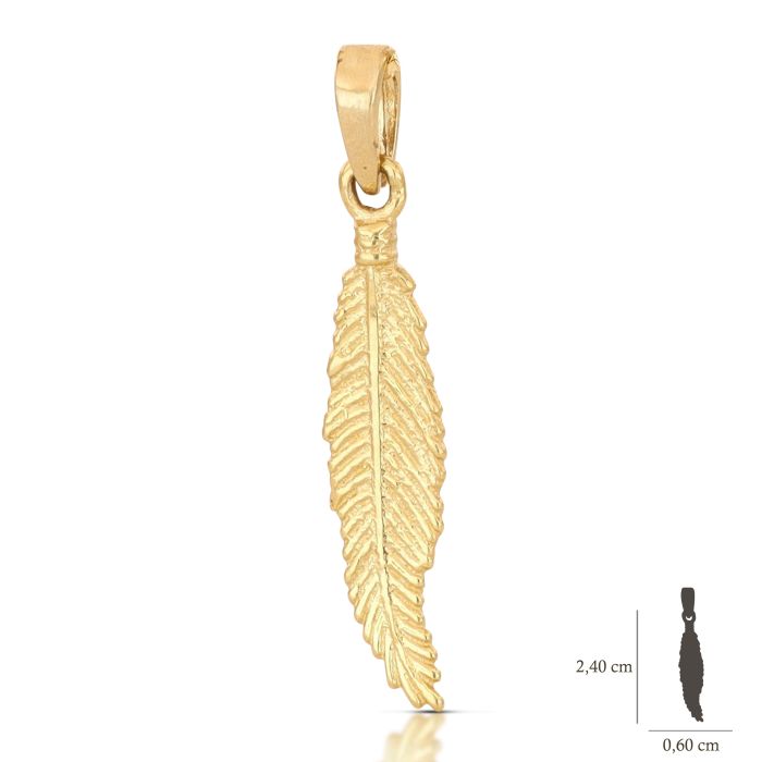 Pendente piuma oro 18kt
