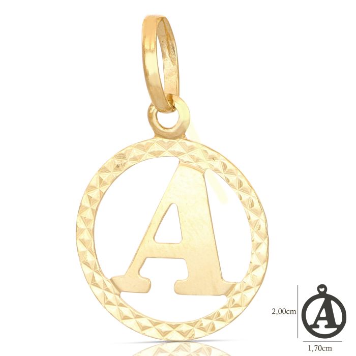Pendente nome iniziale A oro 18kt