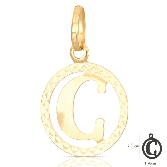Pendente nome iniziale C oro 18kt