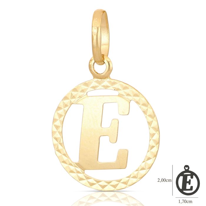 Pendente nome iniziale E oro 18kt