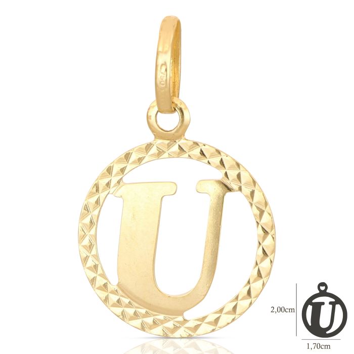 Pendente nome iniziale U oro 18kt