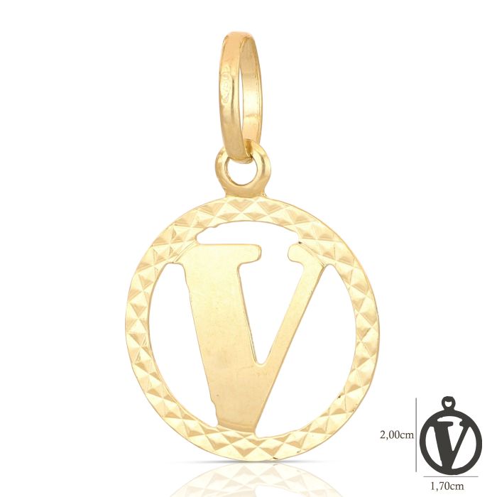 Pendente nome iniziale V oro 18kt