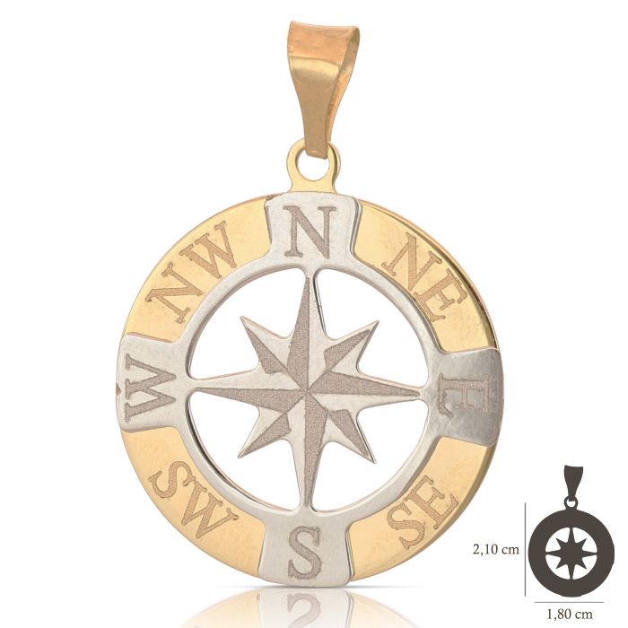 Pendente rosa dei venti oro 18kt