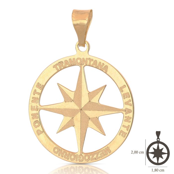 Pendente rosa dei venti oro 18kt