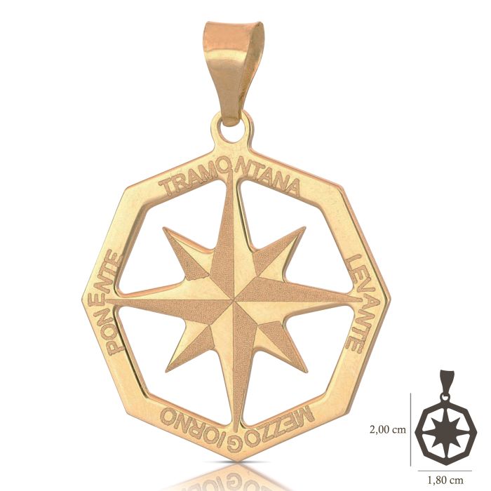 Pendente rosa dei venti oro 18kt