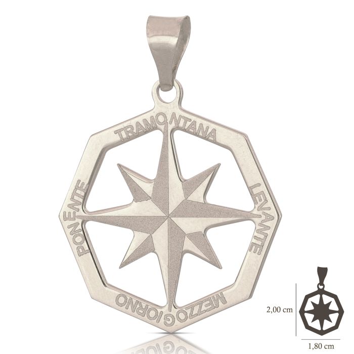 Pendente rosa dei venti oro 18kt