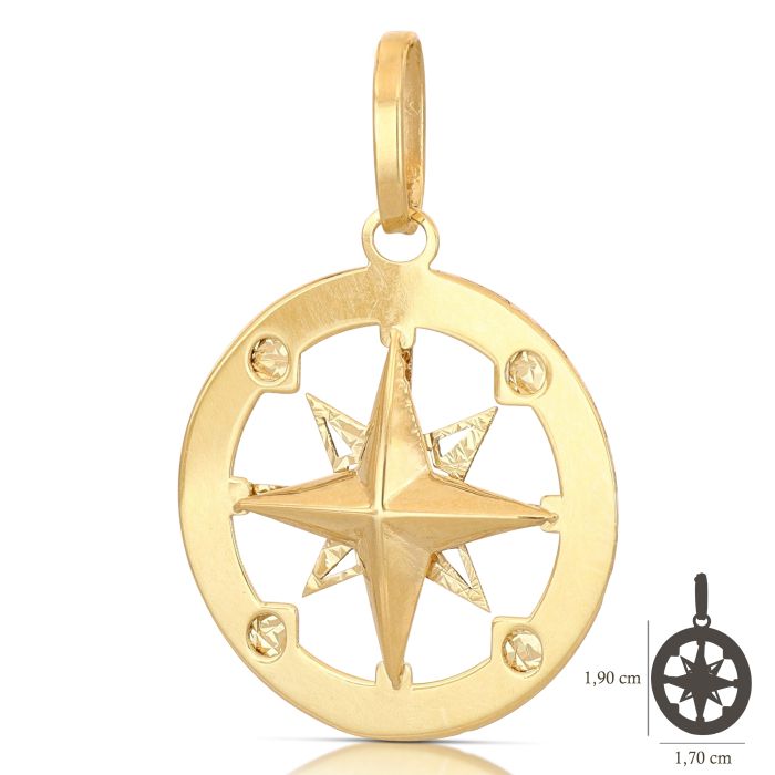 Pendente rosa dei venti oro 18kt