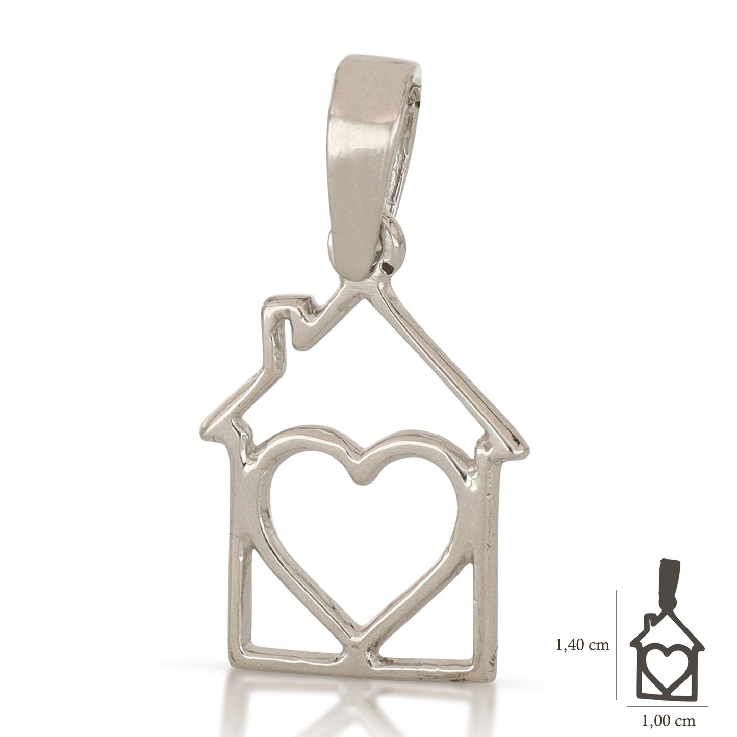 Pendente casa con cuore oro 18kt
