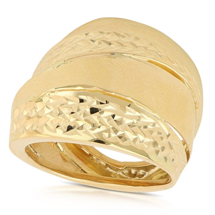 Anello bicolore a fascia oro 18 kt