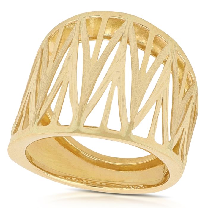 Anello bicolore a fascia oro 18 kt