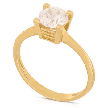 anello solitario zirconi oro 18 kt