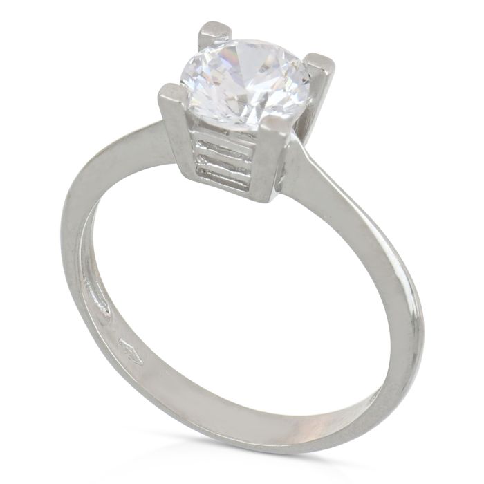 anello solitario zirconi oro 18 kt