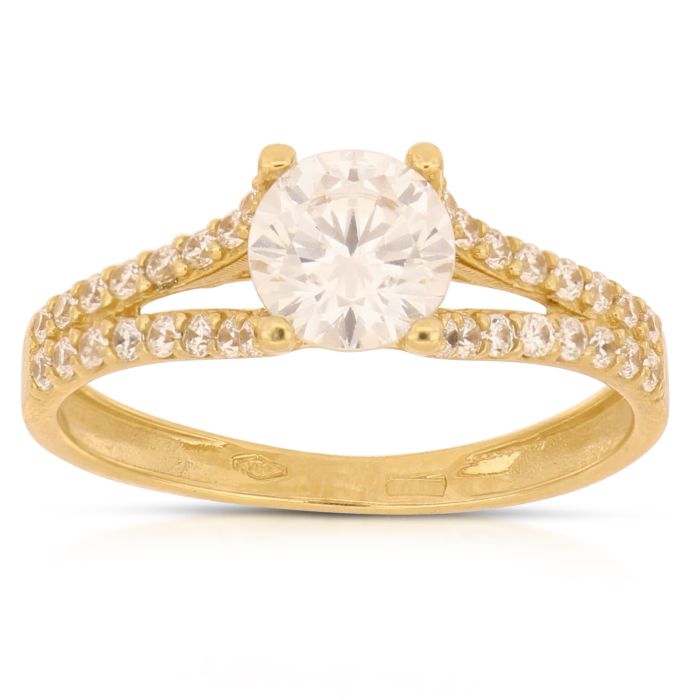 Anello solitario zirconi oro 18 kt