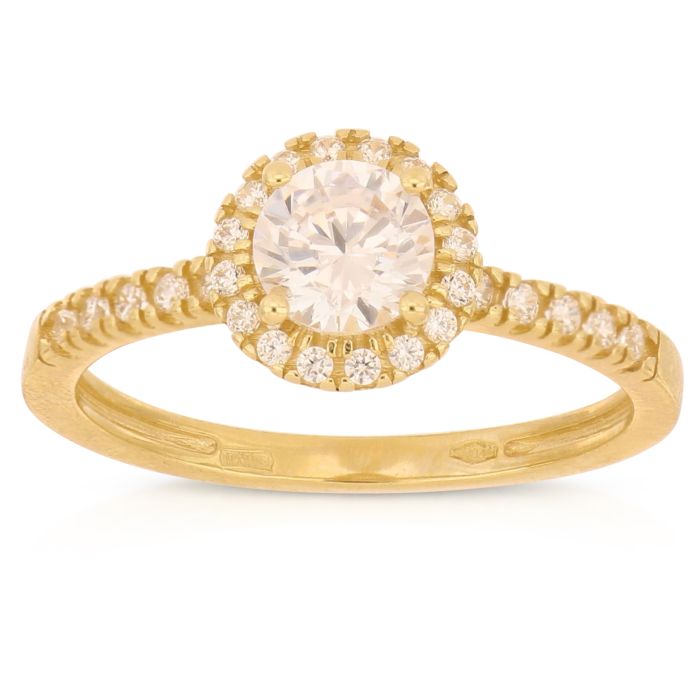 Anello solitario zirconi oro 18 kt