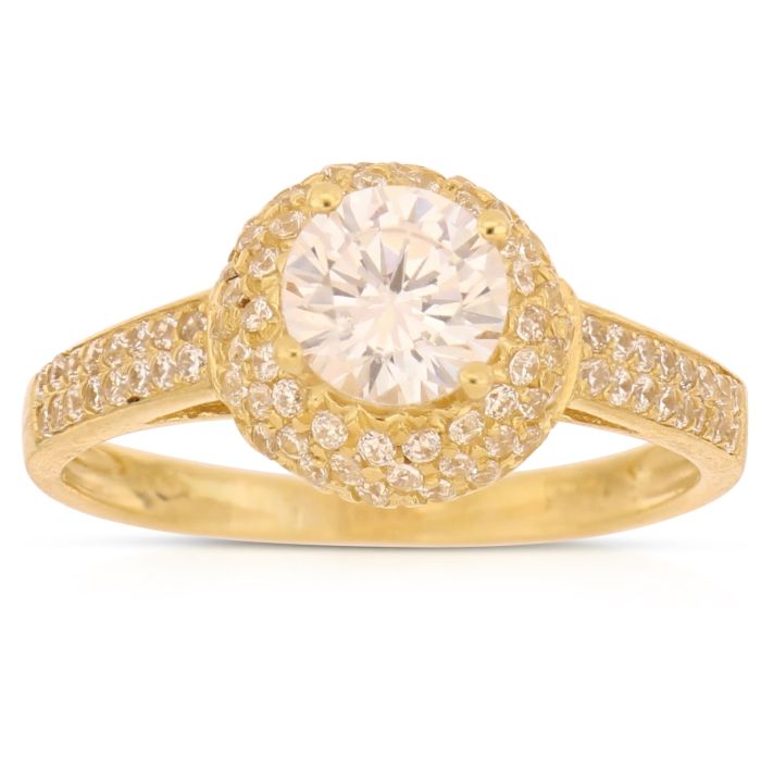 anello solitario zirconi oro 18 kt