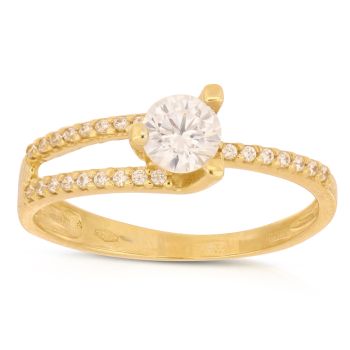 anello solitario zirconi oro 18 kt