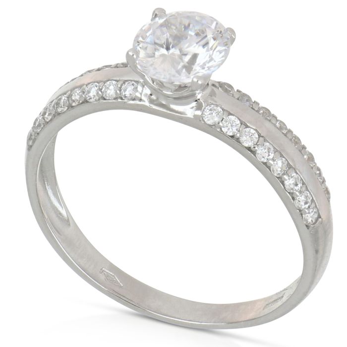 anello solitario zirconi oro 18 k