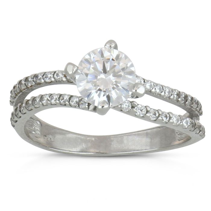 anello solitario zirconi oro 18 k