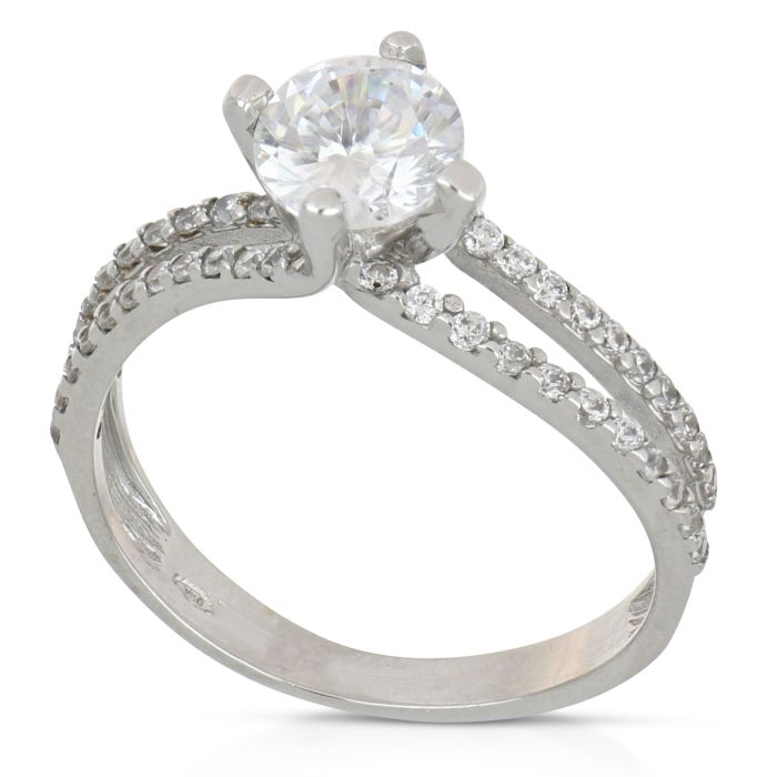anello solitario zirconi oro 18 k