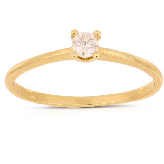 anello solitario zirconi oro 18 k