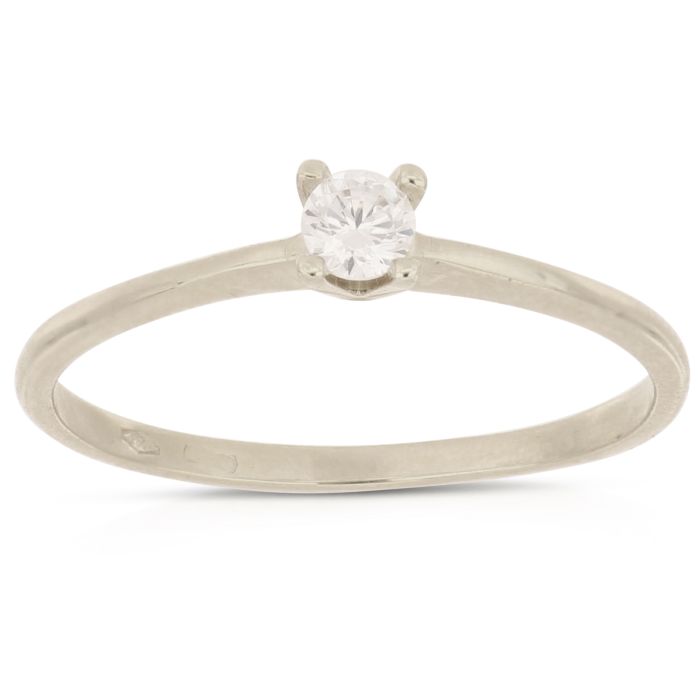 anello solitario zirconi oro 18 k