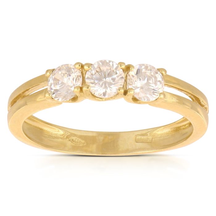 Anello trilogy zirconi oro 18 kt