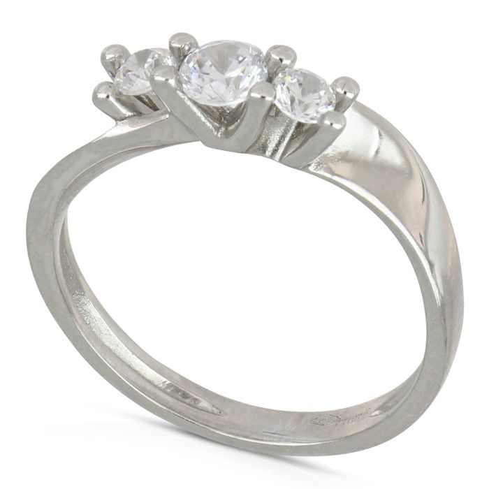 Anello trilogy zirconi oro 18 kt
