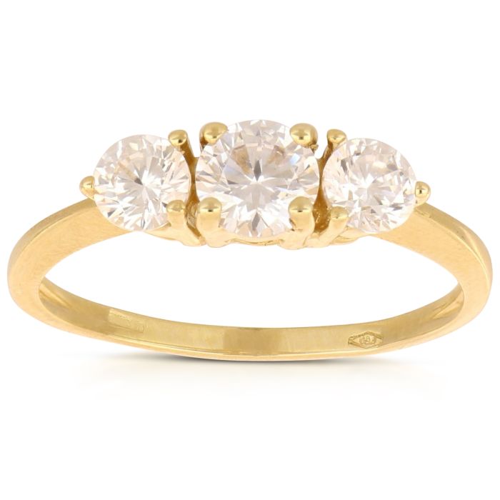 Anello trilogy zirconi oro 18 kt