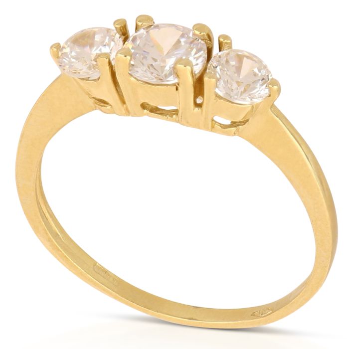 Anello trilogy zirconi oro 18 kt
