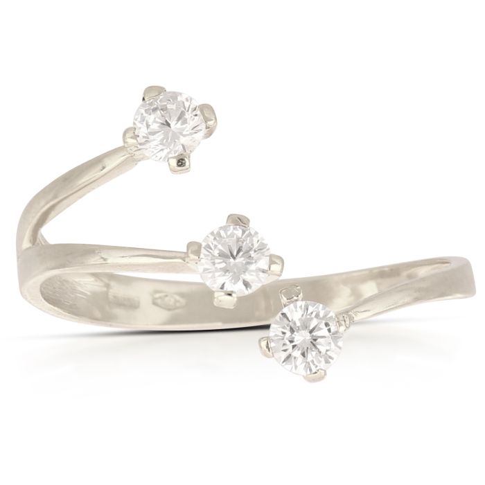Anello trilogy zirconi oro 18 kt