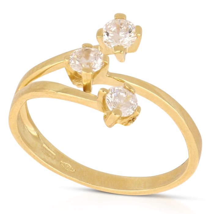 anello trilogy zirconi oro 18 kt