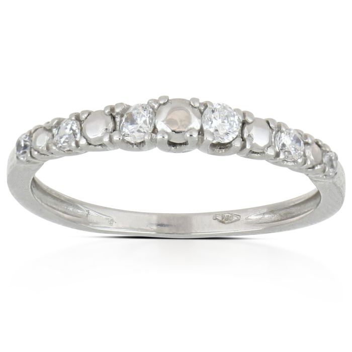anello mezza veretta zirconi oro 18 kt