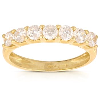 Anello mezza veretta zirconi oro 18 kt