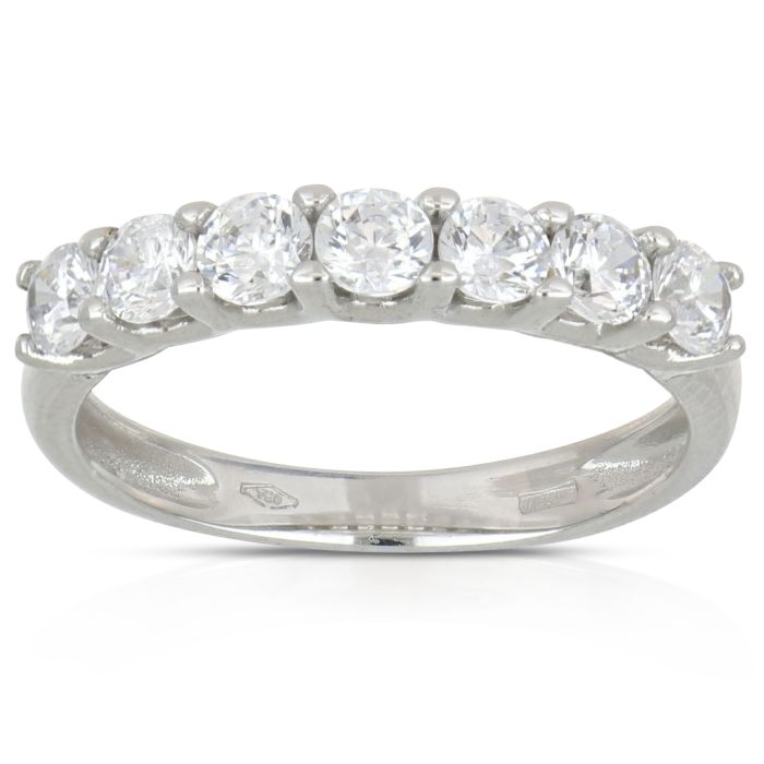 Anello mezza veretta zirconi oro 18 kt