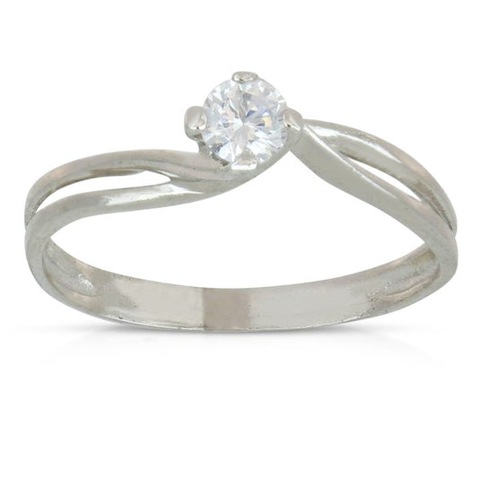 Anello solitario zirconi oro 18 kt