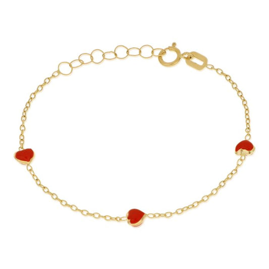 bracciale bimbo cuori smaltati oro 18 kt