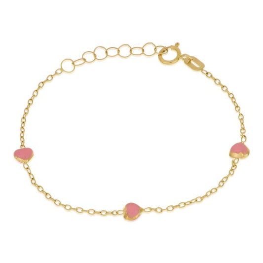 bracciale bimbo cuori smaltati oro 18 kt