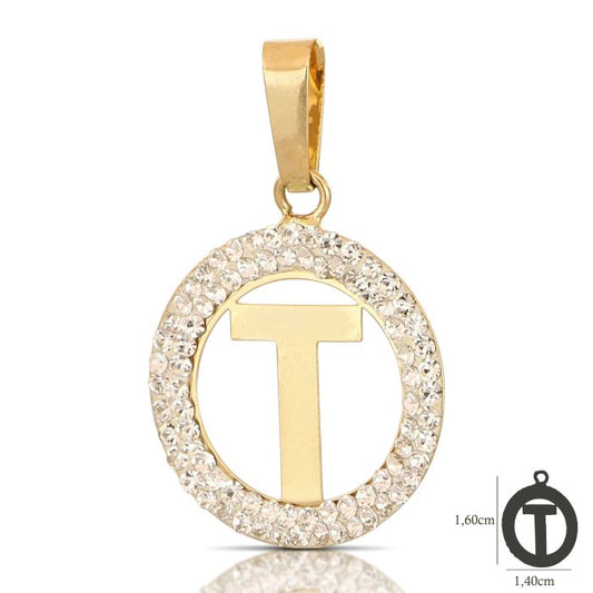 Pendente nome iniziale T oro 18kt