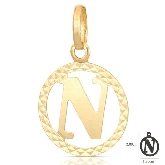 Pendente nome iniziale N oro 18kt